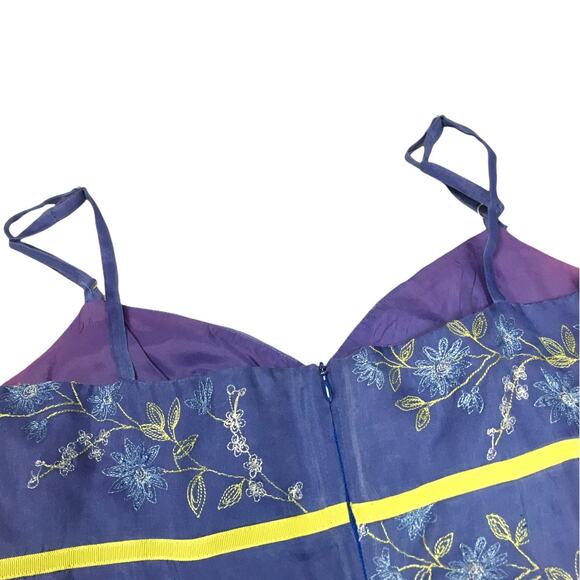 Vintage Nicole Miller Slip Dress Floral Sweetheart Spaghetti Strap Mini Womens 2 - Picture 9 of 10